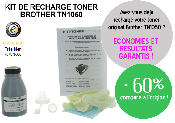 Brother TN1050 - Ignorez le message toner faible et toner vide