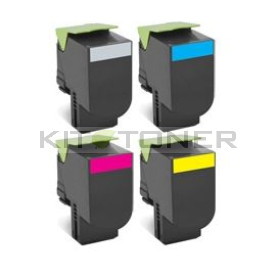 Lexmark 70C2HK0, 70C2HC0, 70C2HM0, 70C2HY0 - Pack de 4 toners compatibles (Noir, Cyan, Magenta, Jaune)