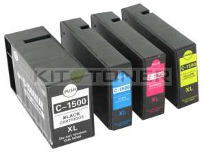 Canon PGI1500XLC, PGI1500XLY, PGI1500XLBK, PGI1500XLM - Pack de 4 cartouches d'encre compatibles