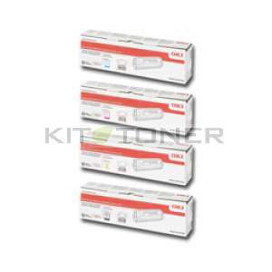 Oki 47095701, 47095704, 47095703, 47095702 - Pack de 4 toners 4 couleurs