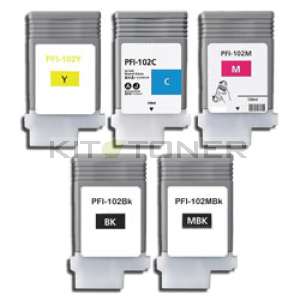 Canon PFI 102 - Pack de 5 cartouches d'encre compatibles PFI 102