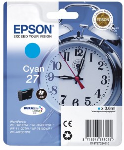Epson C13T27024010 - Cartouche d'encre cyan d'origine Epson 27