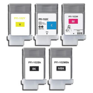 Canon PFI 102 - Pack de 5 cartouches d'encre compatibles PFI 102