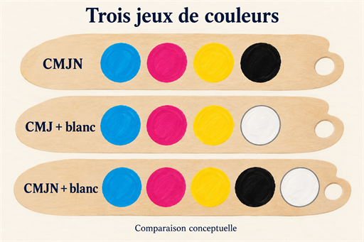 Toner blanc : quatre ou cinq couleurs, le noir fait la différence