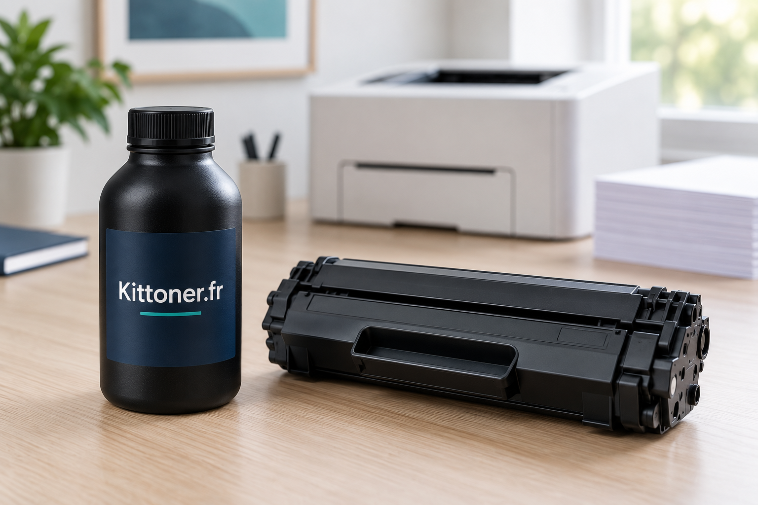 Flacon de recharge et cartouche génériques Kittoner.fr séparés de l imprimante