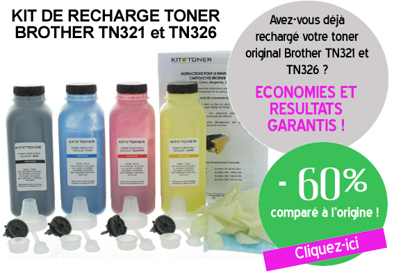 Recharge toner Brother TN326 et TN321